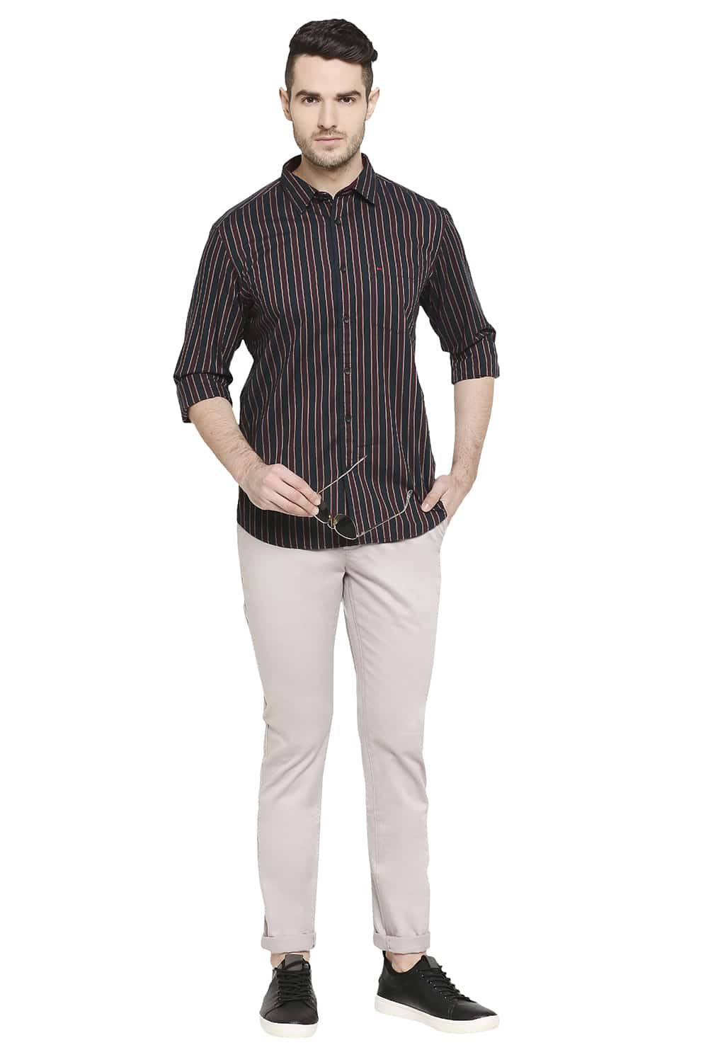 BASICS SLIM FIT STRIPE SHIRT