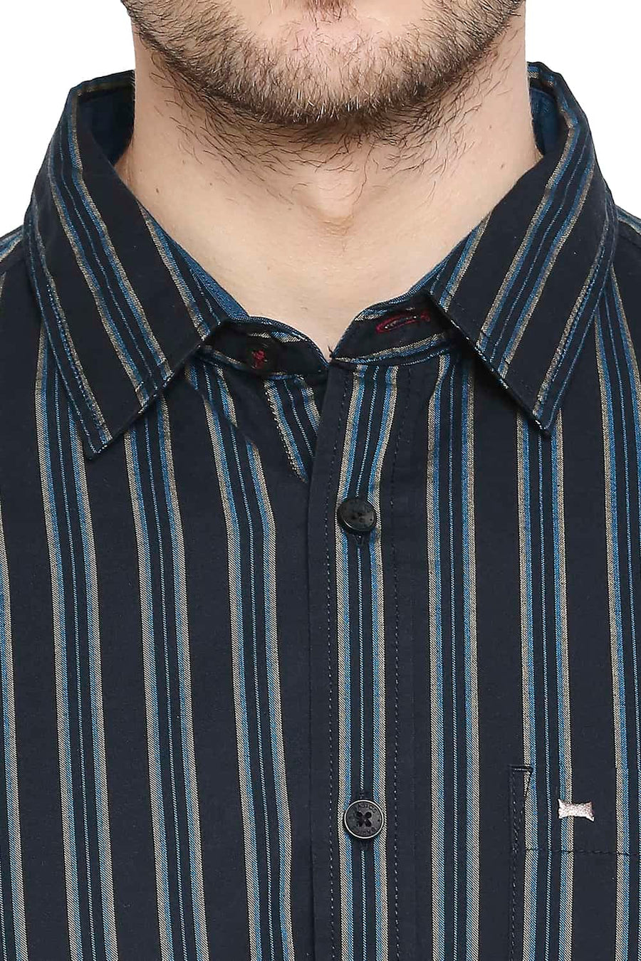 BASICS SLIM FIT CARIBBEAN BLUE STRIPE SHIRT