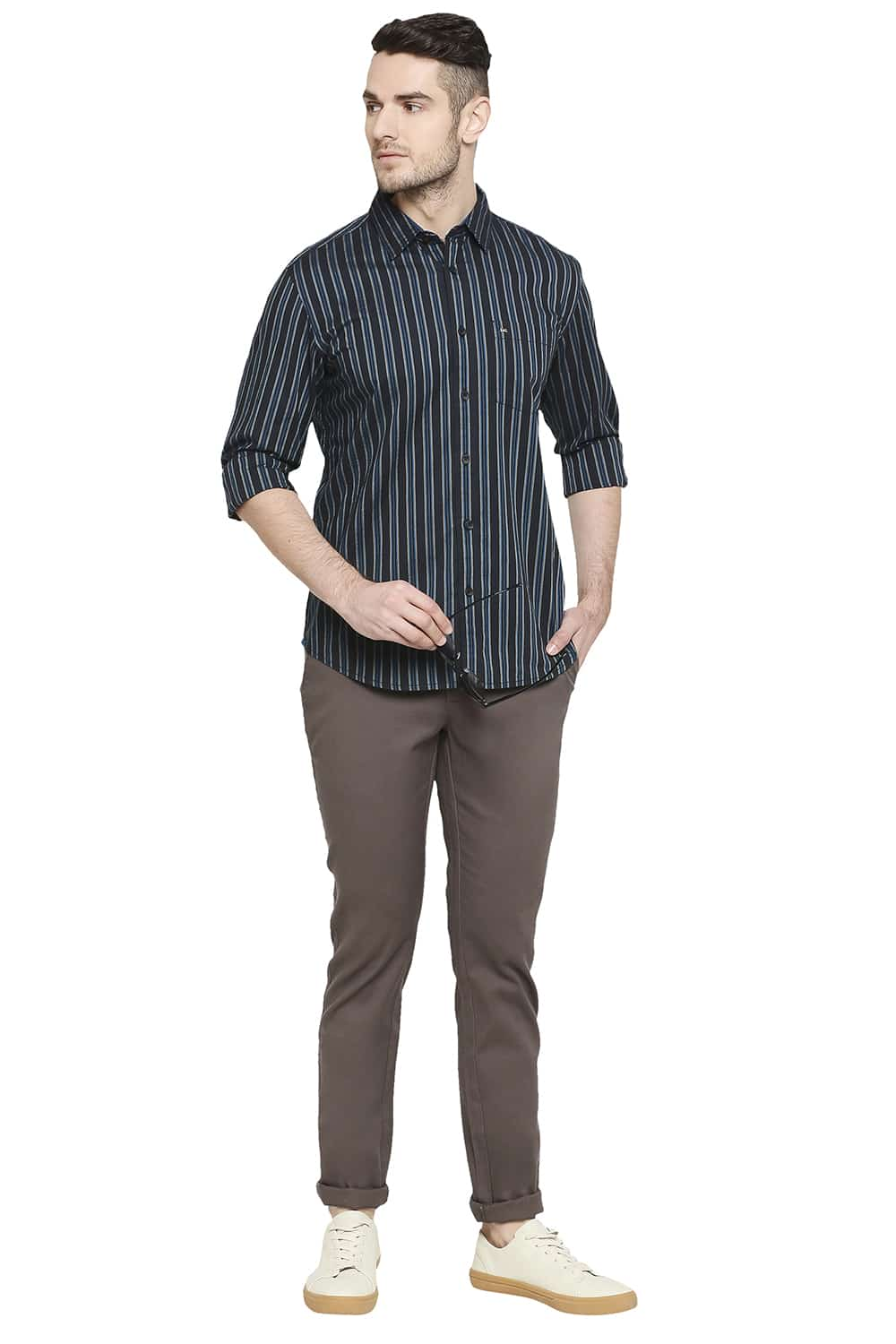 BASICS SLIM FIT STRIPE SHIRT