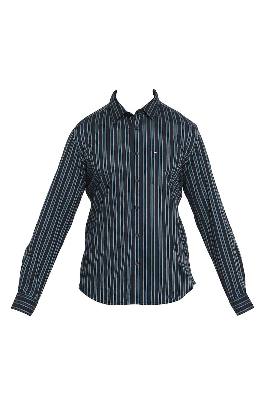 BASICS SLIM FIT CARIBBEAN BLUE STRIPE SHIRT