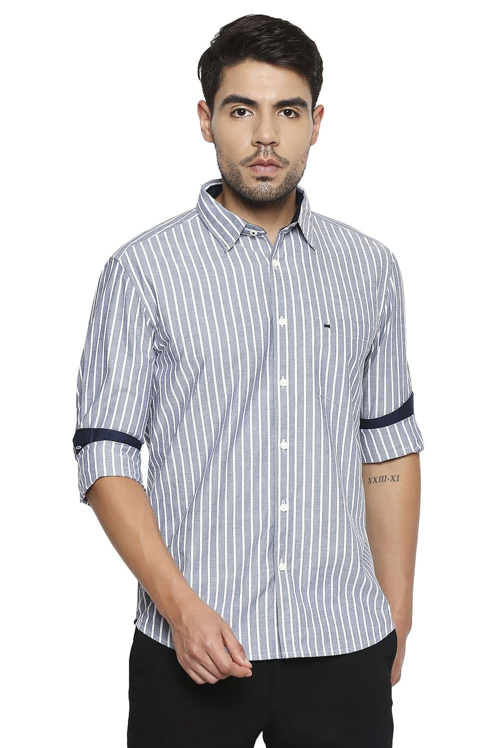 BASICS SLIM FIT STRIPE SHIRT