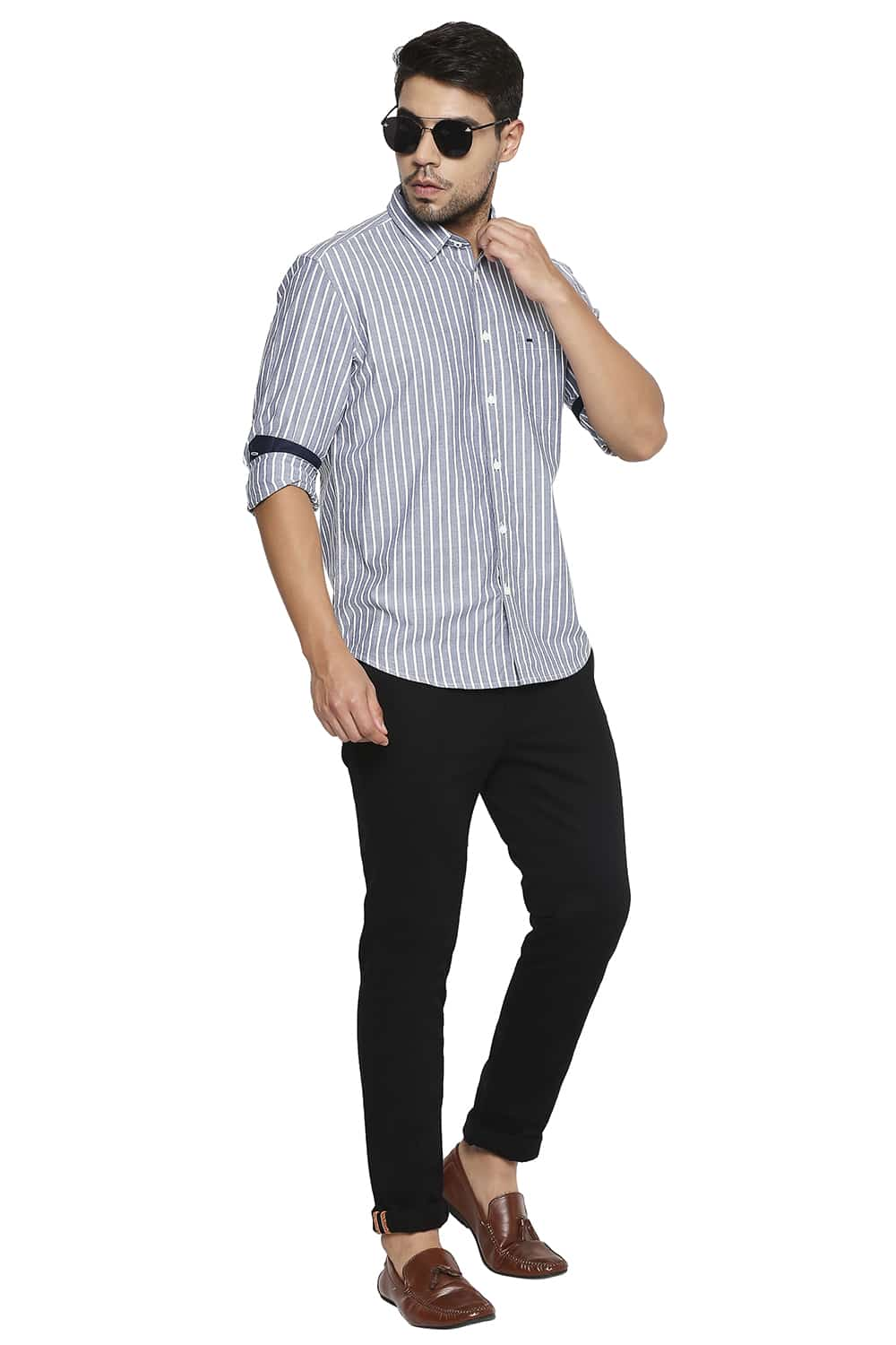 BASICS SLIM FIT STRIPE SHIRT