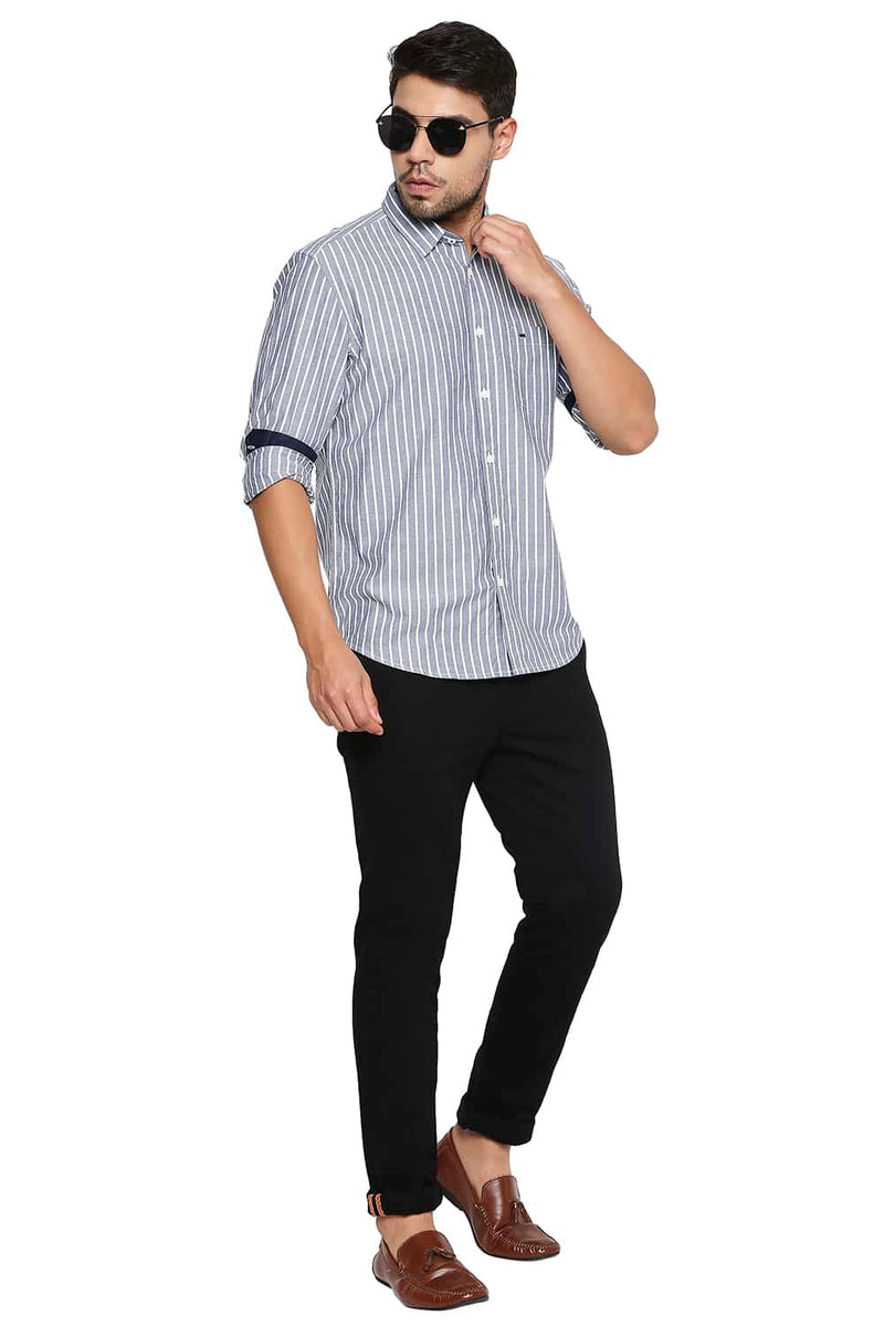 BASICS SLIM FIT STRIPE SHIRT