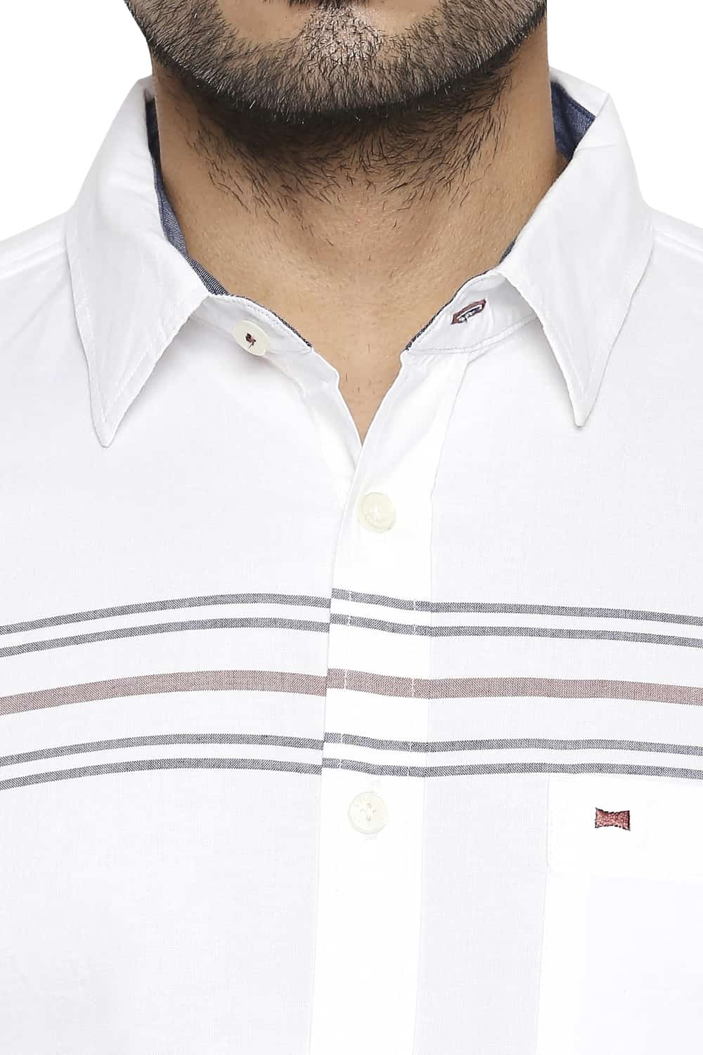 BASICS SLIM FIT ENGINEERED STRIPE SHIRT