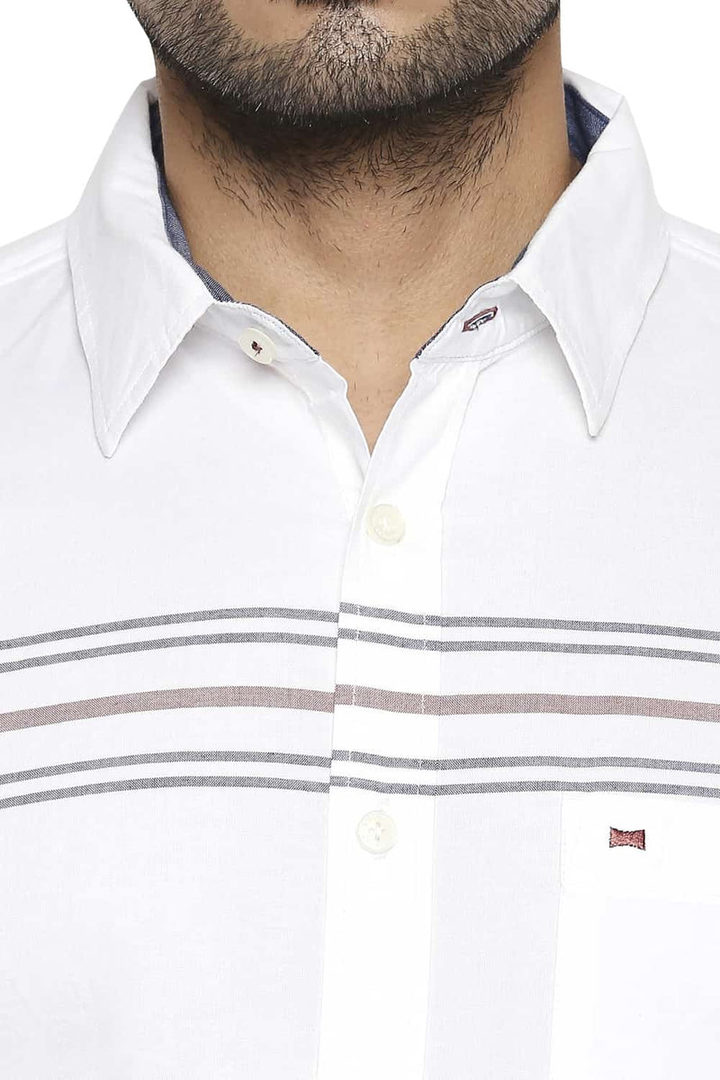 BASICS SLIM FIT ENGINEERED STRIPE SHIRT