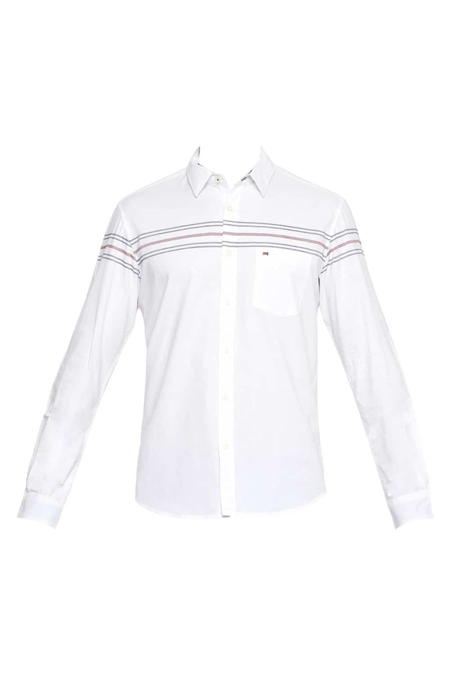 BASICS SLIM FIT CLOUD WHITE ENGINEERED STRIPE SHIRT