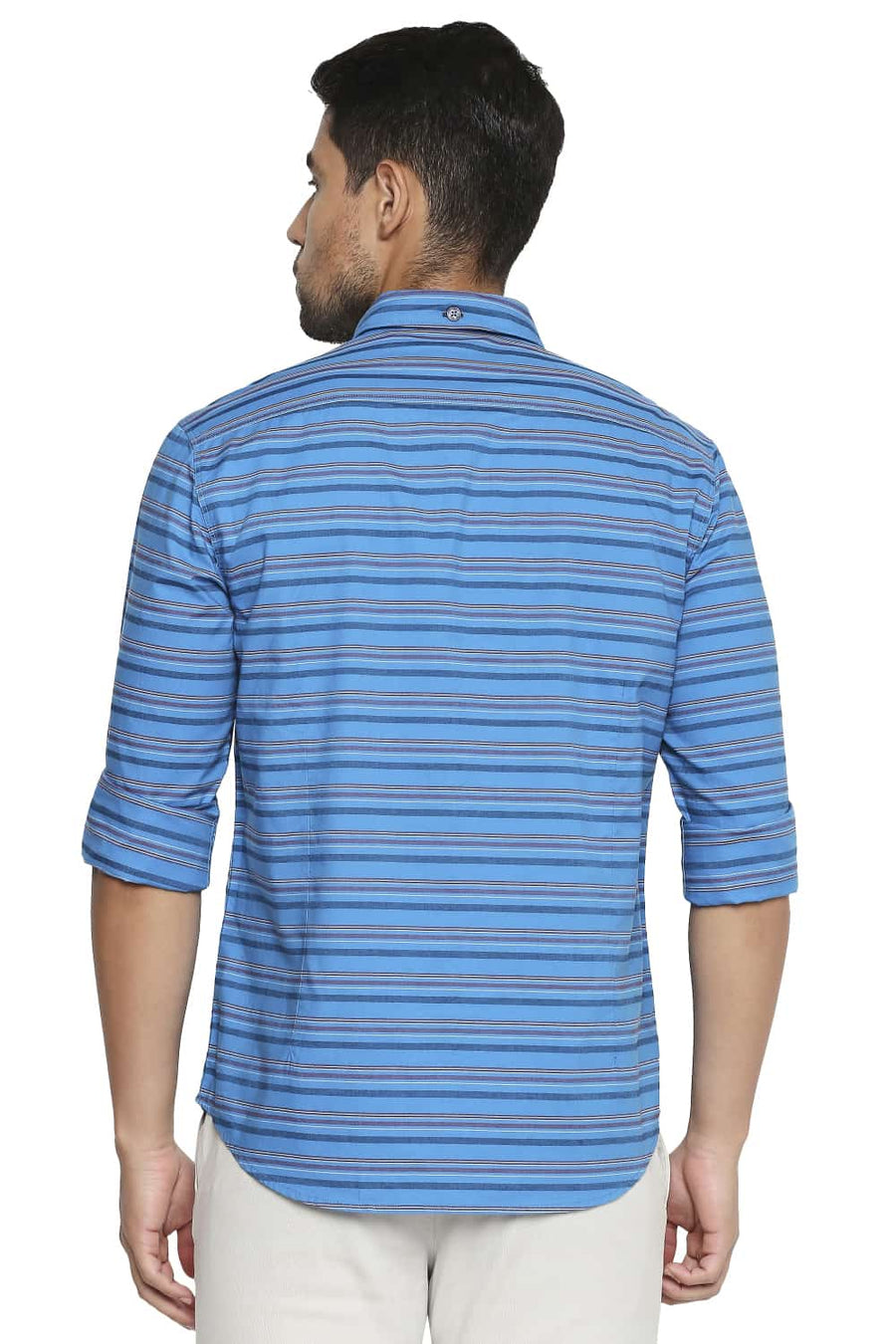 BASICS SLIM FIT BLUE SURF STRIPE SHIRT