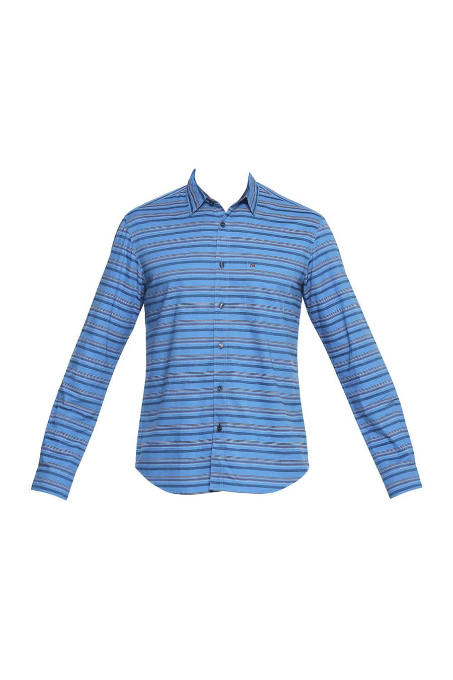 BASICS SLIM FIT BLUE SURF STRIPE SHIRT