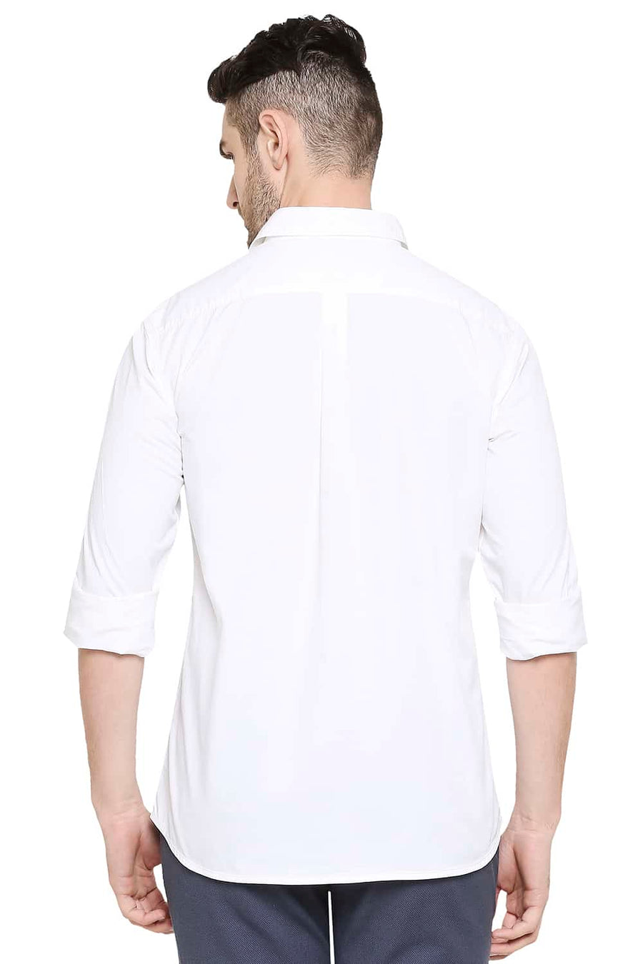 BASICS SLIM FIT BRIGHT WHITE TWILL SHIRT