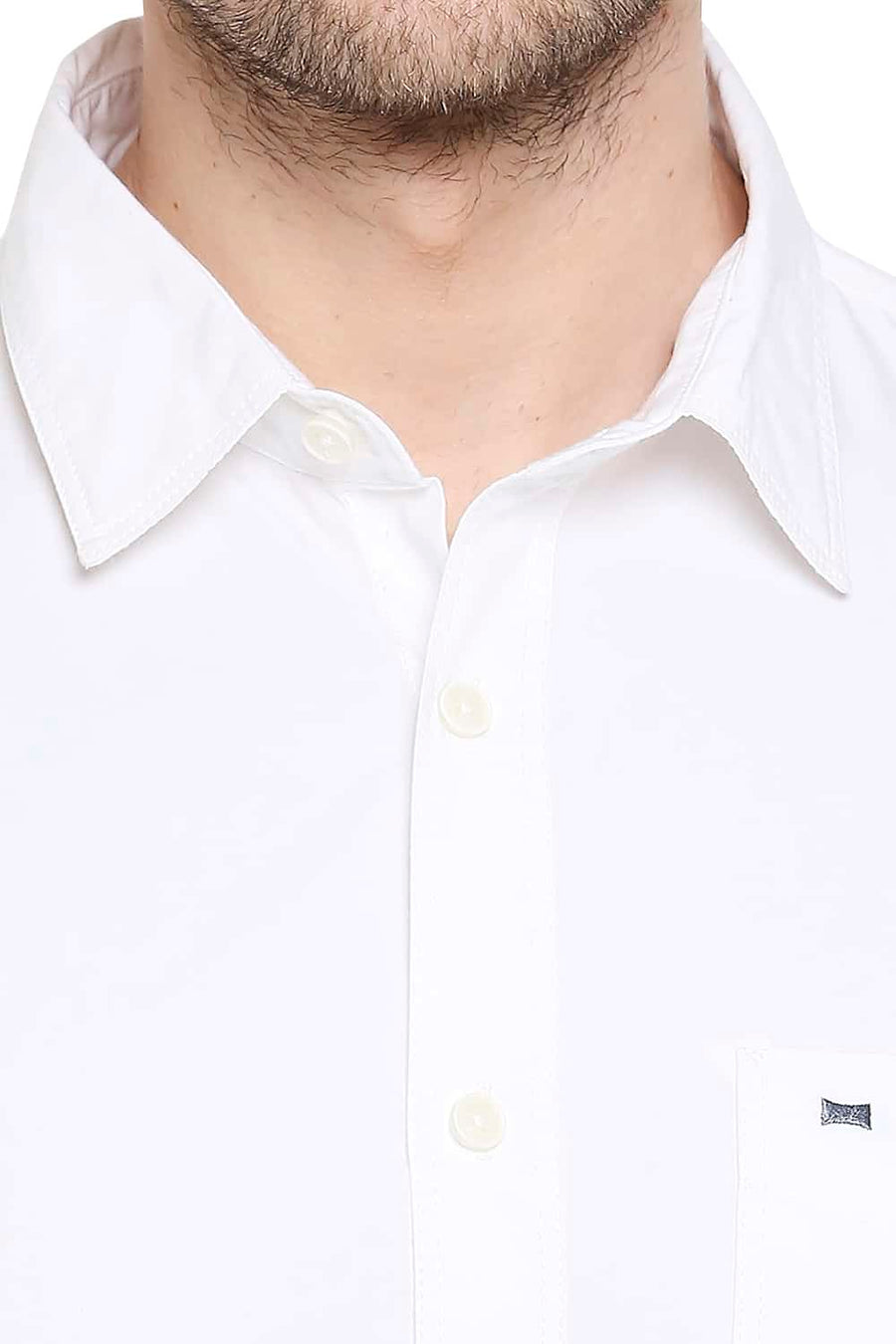 BASICS SLIM FIT BRIGHT WHITE TWILL SHIRT