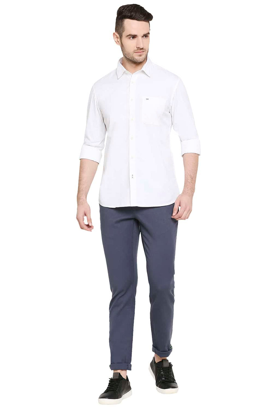 BASICS SLIM FIT BRIGHT WHITE TWILL SHIRT