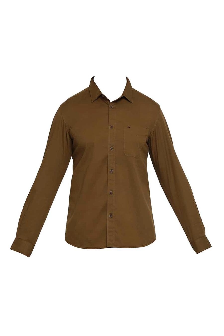 BASICS SLIM FIT DACHSHUND BROWN TWILL SHIRT