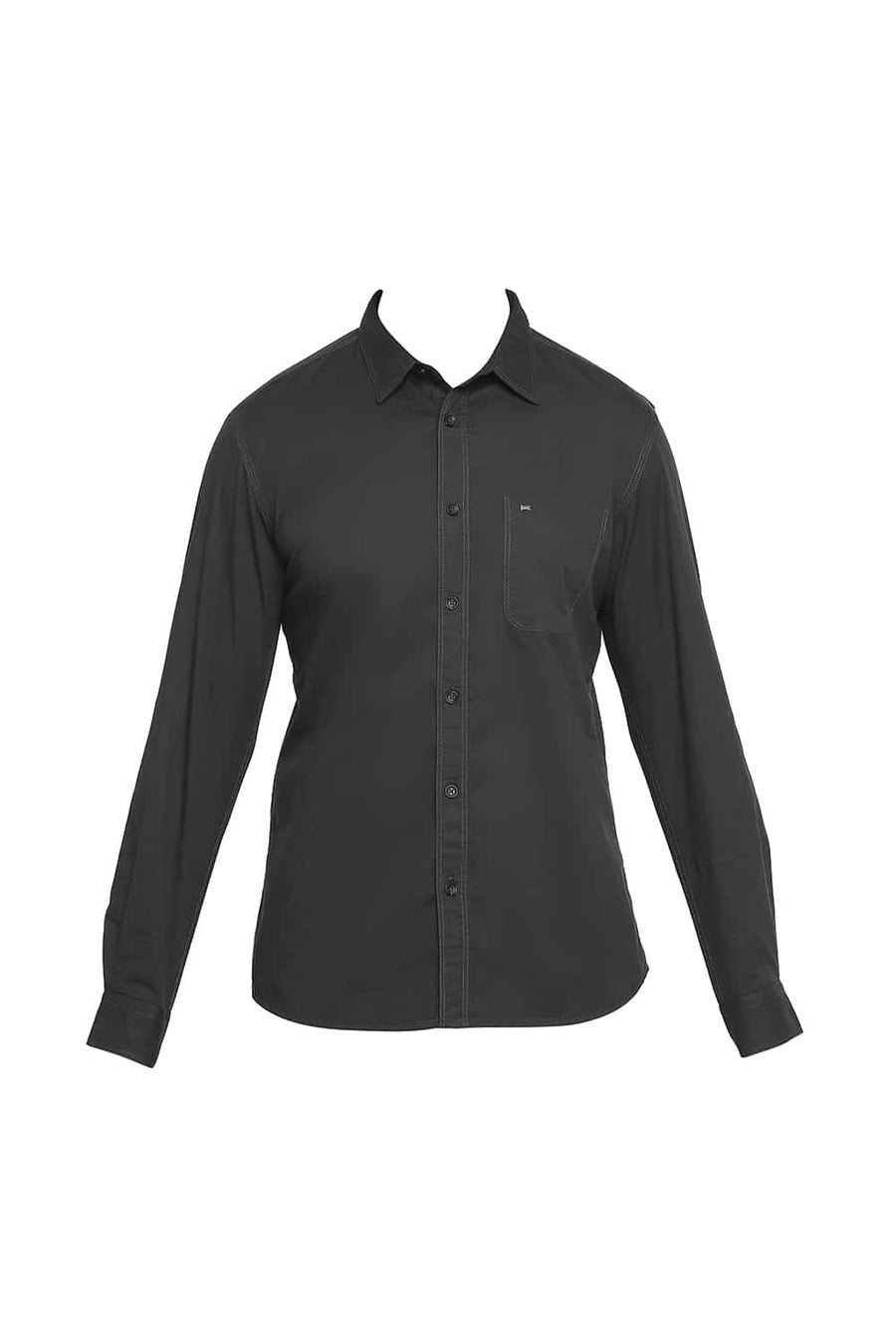 BASICS SLIM FIT PEWTER GREY TWILL SHIRT