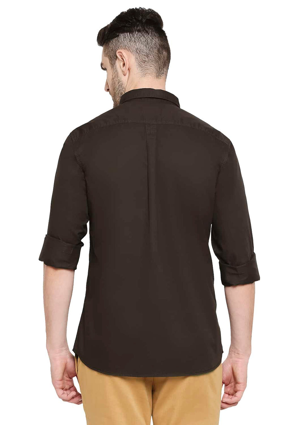 BASICS SLIM FIT TURKISH COFFEE TWILL SHIRT