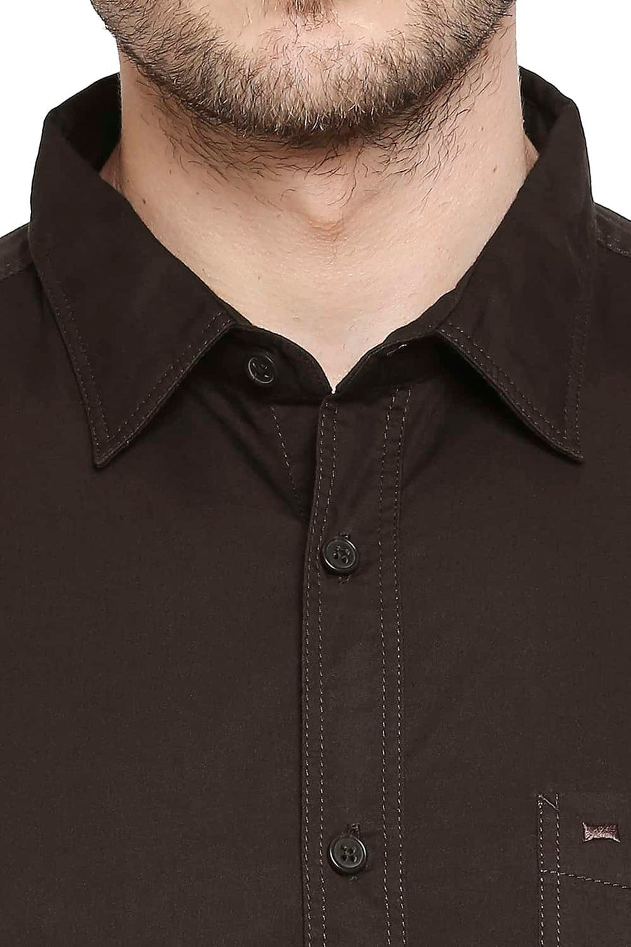 BASICS SLIM FIT TURKISH COFFEE TWILL SHIRT
