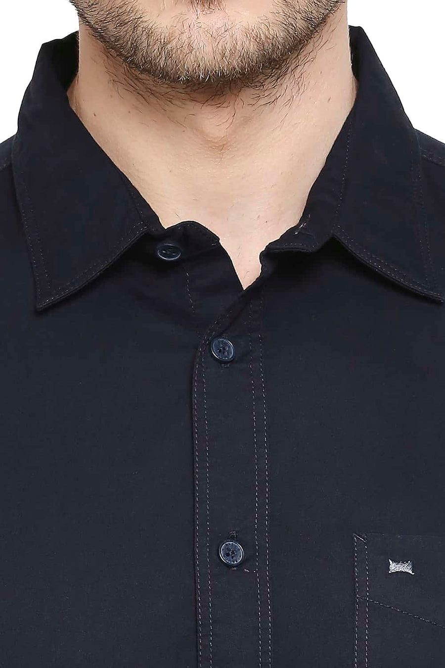 BASICS SLIM FIT NAVY GRAPHITE TWILL SHIRT