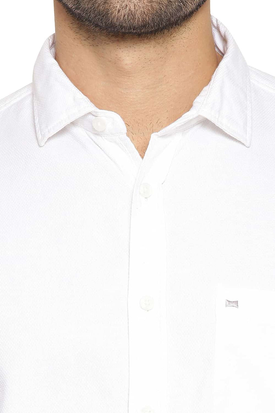 BASICS SLIM FIT CLOUD WHITE DOBBY SHIRT