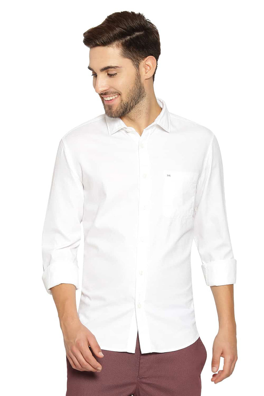 BASICS SLIM FIT CLOUD WHITE DOBBY SHIRT