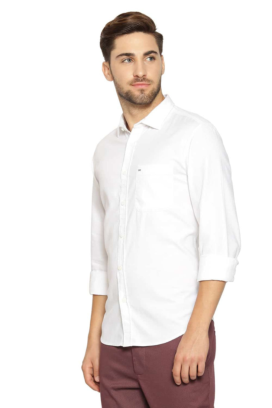 BASICS SLIM FIT CLOUD WHITE DOBBY SHIRT