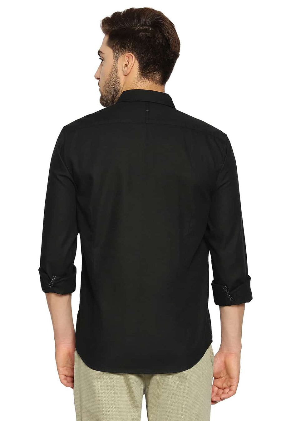 BASICS SLIM FIT PIRATE BLACK DOBBY SHIRT