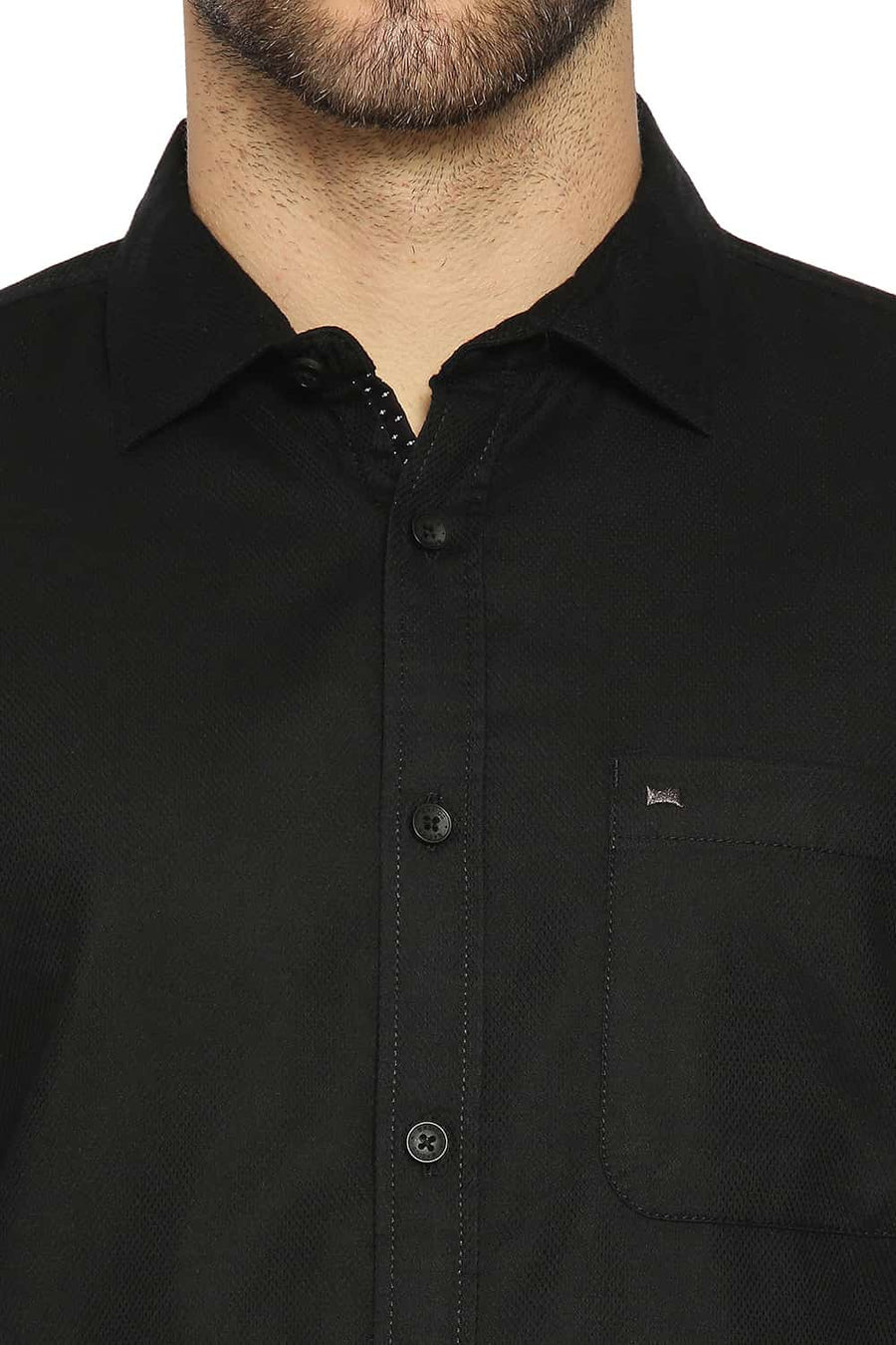 BASICS SLIM FIT PIRATE BLACK DOBBY SHIRT