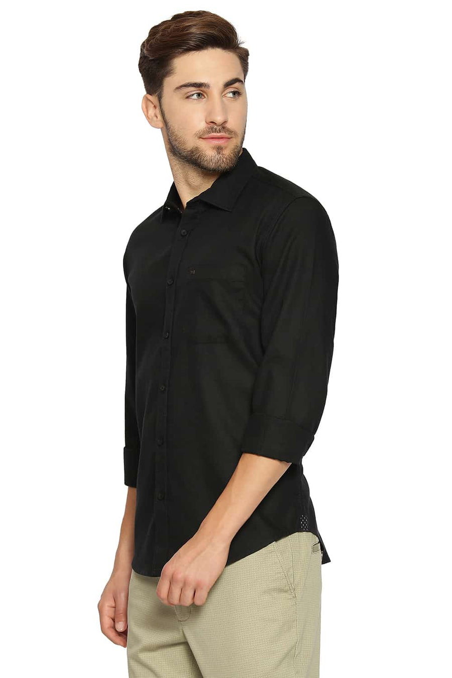 BASICS SLIM FIT PIRATE BLACK DOBBY SHIRT