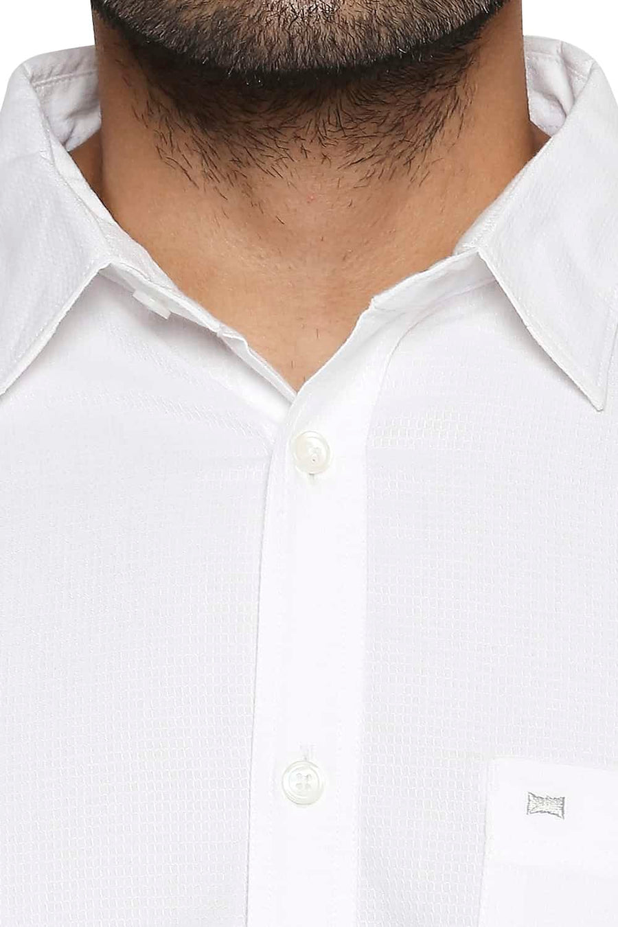 BASICS SLIM FIT BRIGHT WHITE DOBBY SHIRT