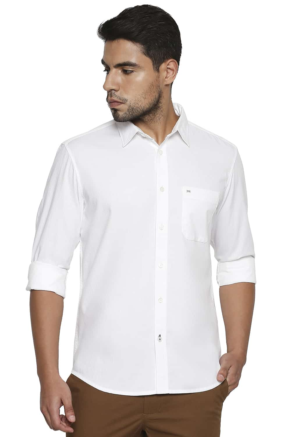 BASICS SLIM FIT DOBBY SHIRT