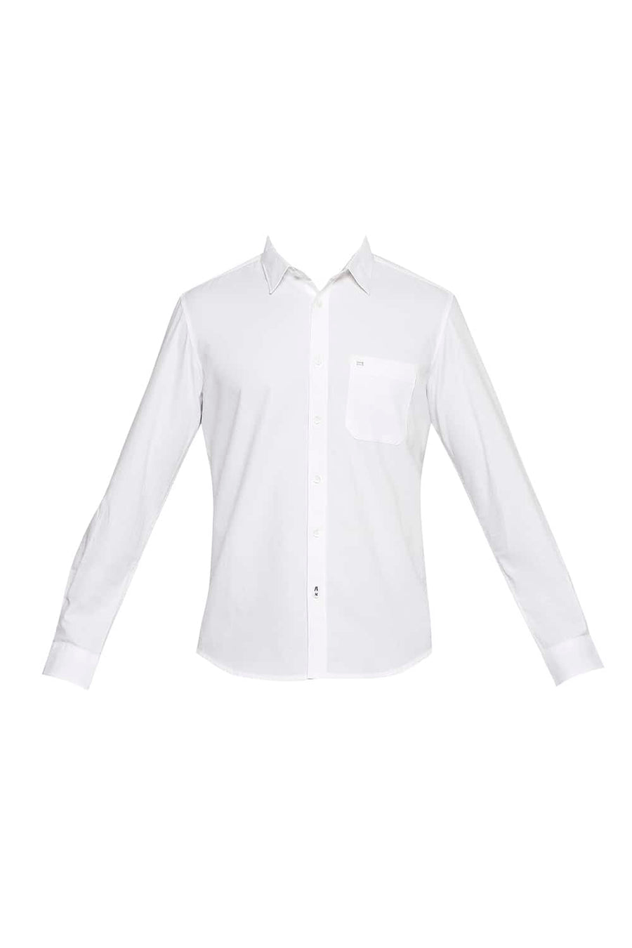 BASICS SLIM FIT BRIGHT WHITE DOBBY SHIRT