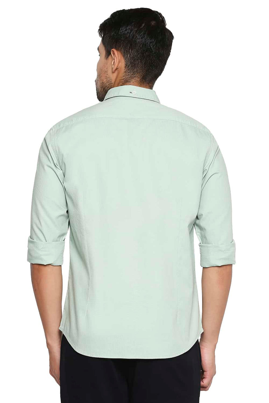 BASICS SLIM FIT FELDSPAR GREEN DOBBY SHIRT