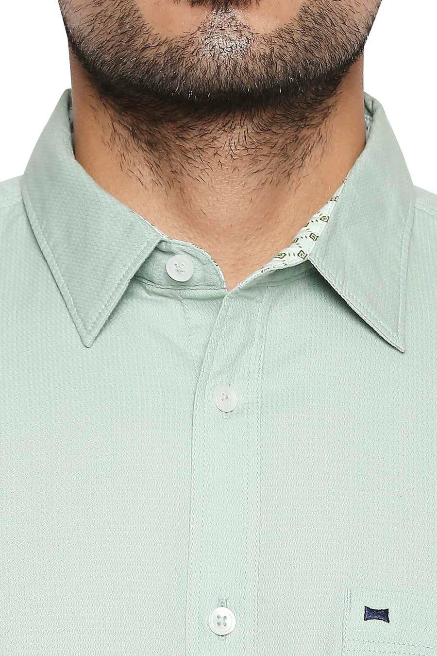BASICS SLIM FIT FELDSPAR GREEN DOBBY SHIRT
