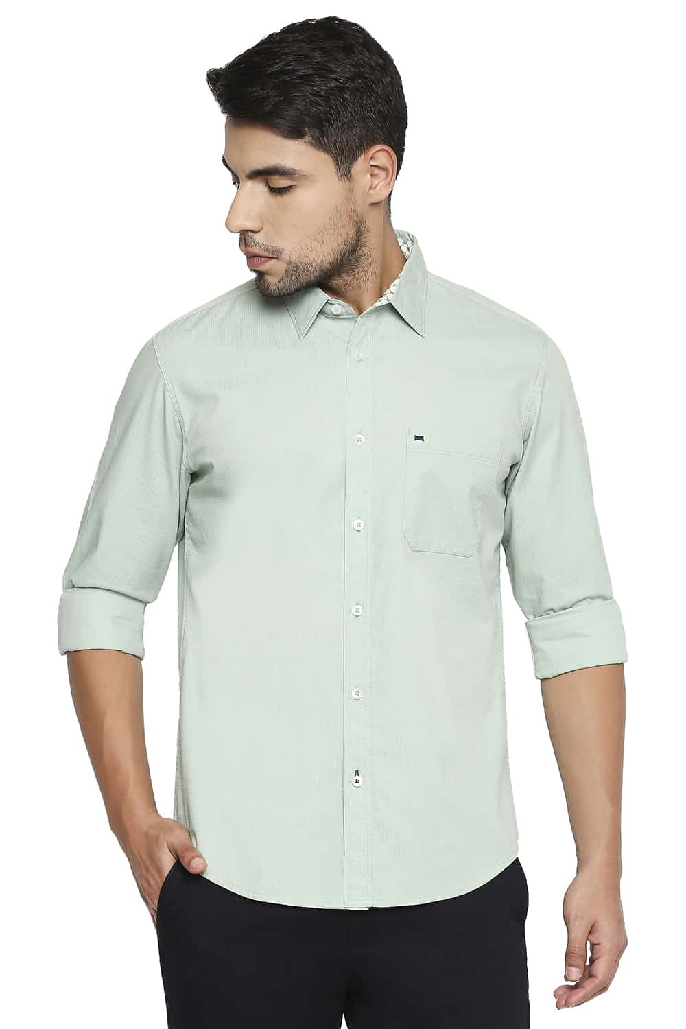 BASICS SLIM FIT DOBBY SHIRT