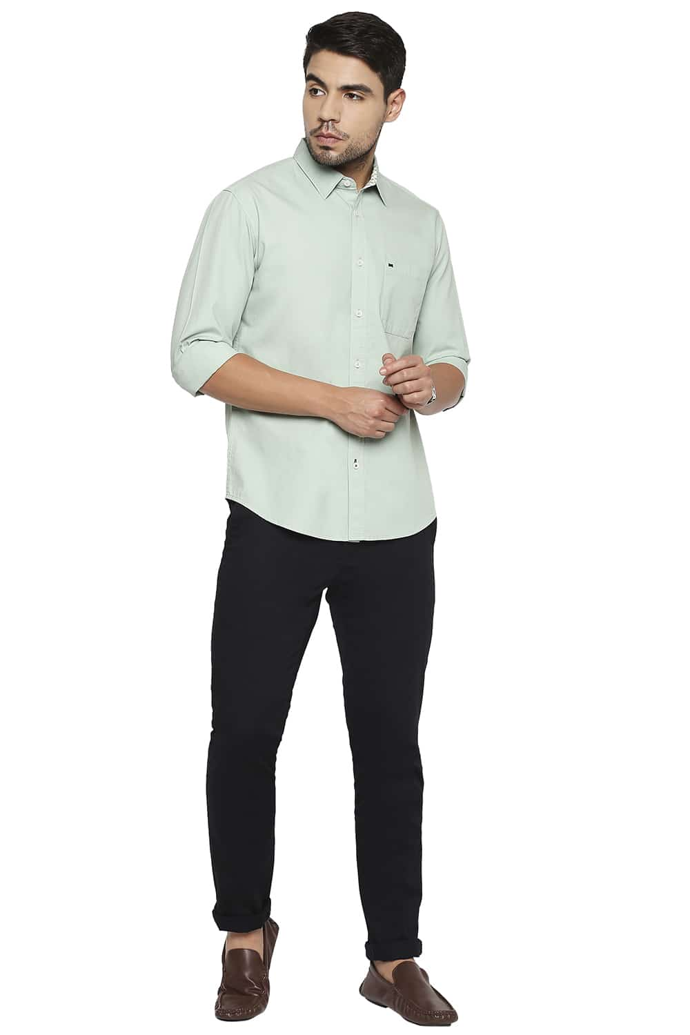 BASICS SLIM FIT DOBBY SHIRT