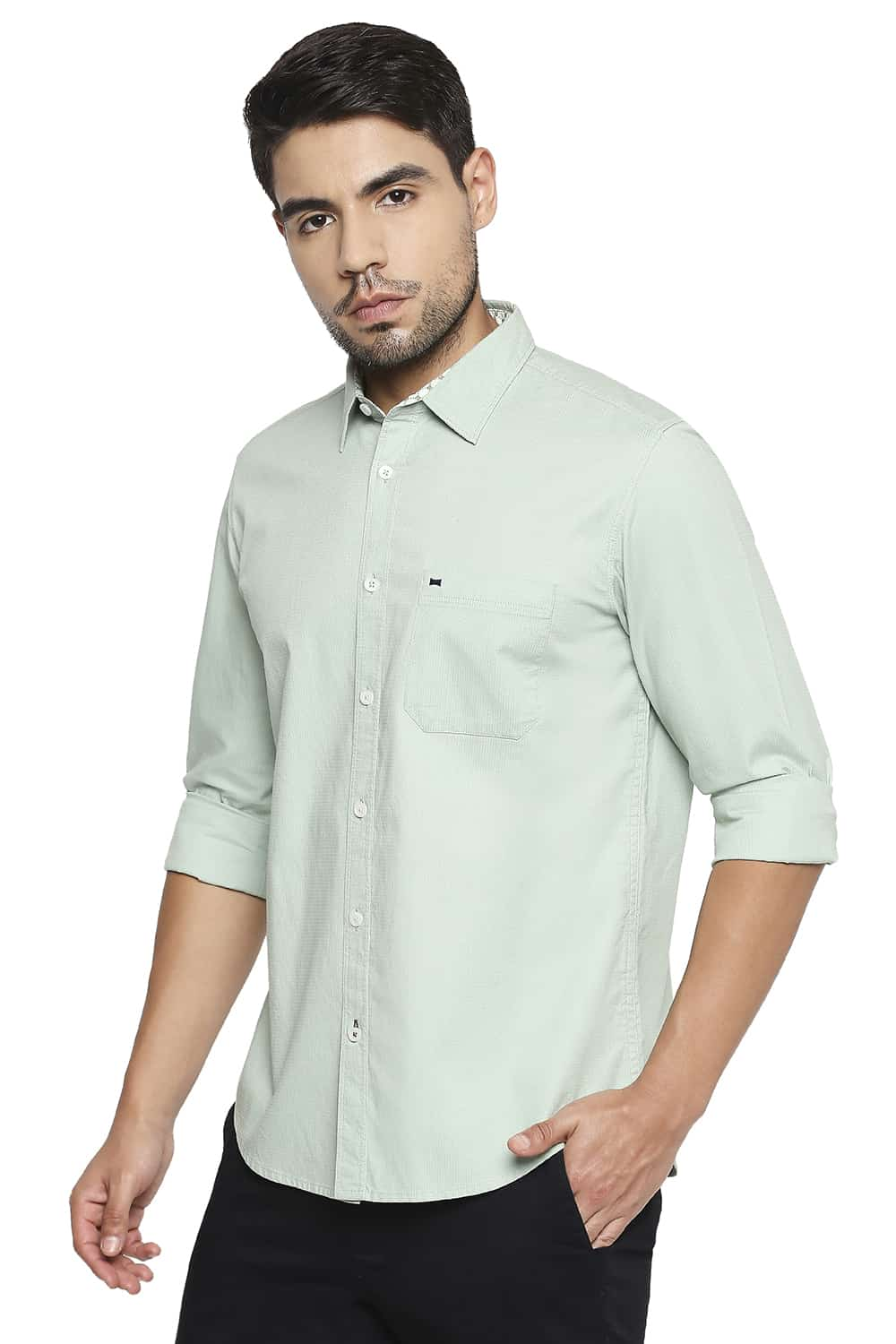 BASICS SLIM FIT DOBBY SHIRT