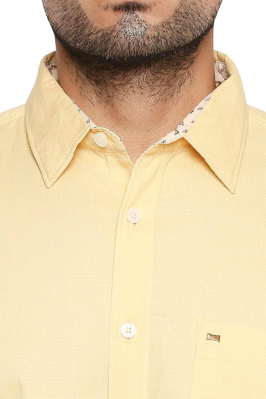 BASICS SLIM FIT GOLDEN YELLOW DOBBY SHIRT
