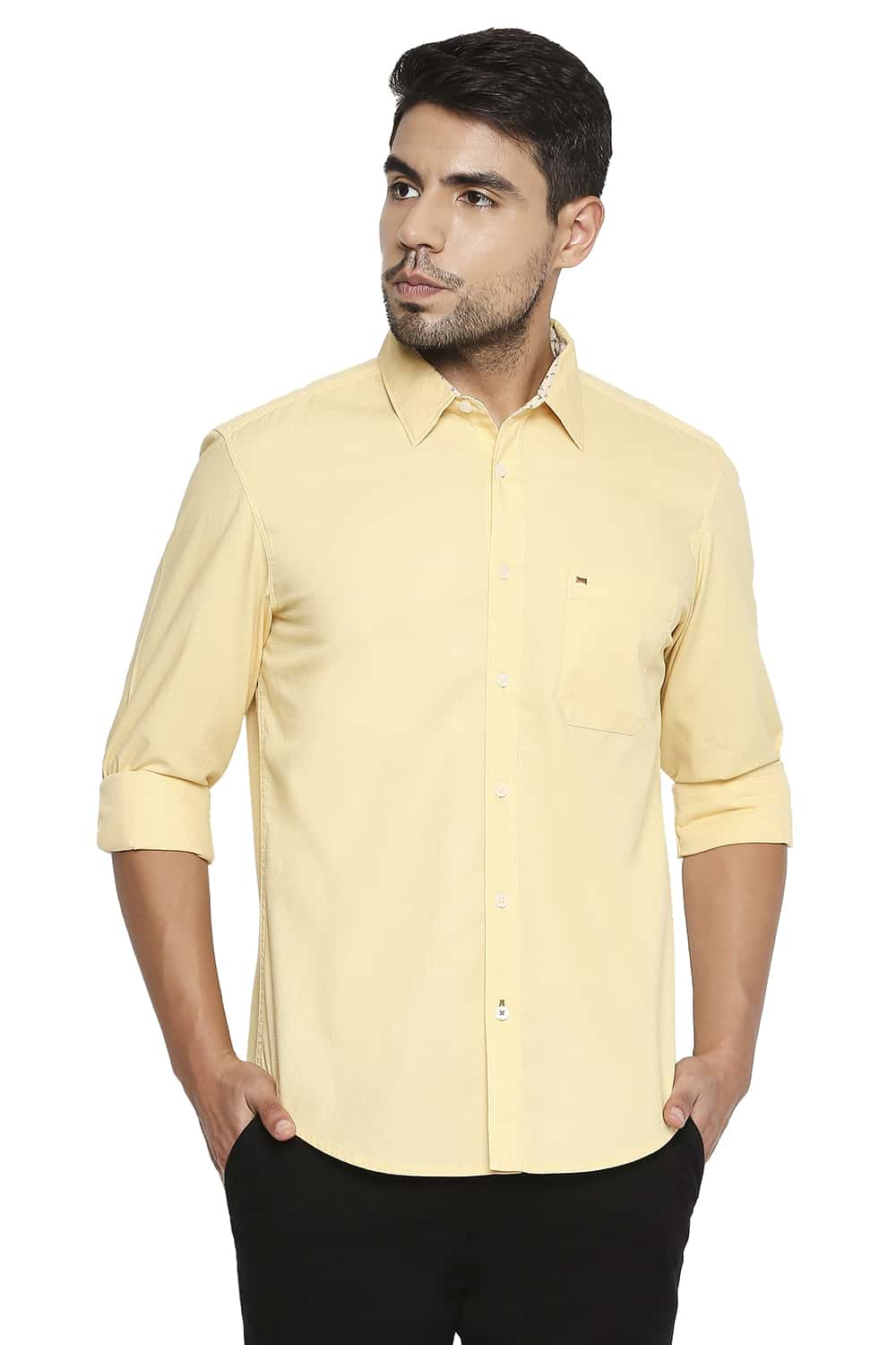 BASICS SLIM FIT DOBBY SHIRT