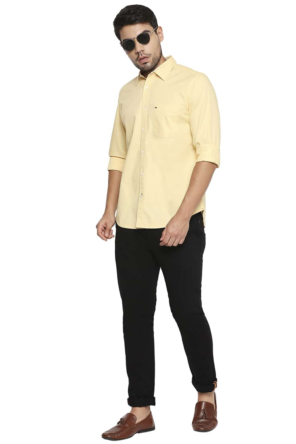 BASICS SLIM FIT DOBBY SHIRT