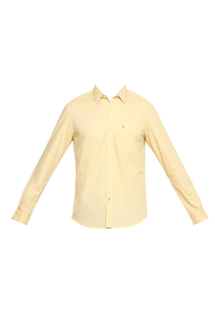 BASICS SLIM FIT GOLDEN YELLOW DOBBY SHIRT