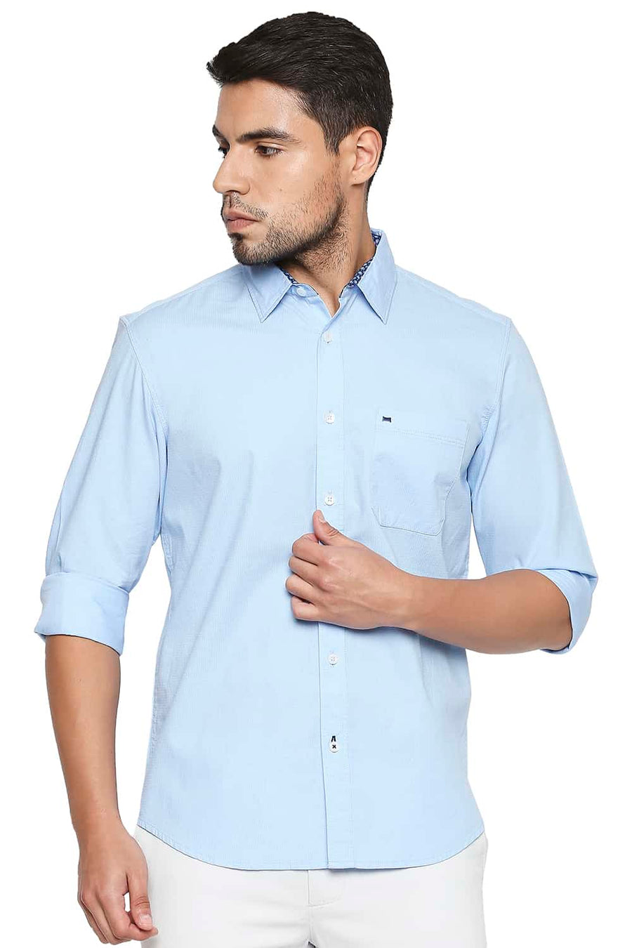 BASICS SLIM FIT AIRY BLUE DOBBY SHIRT