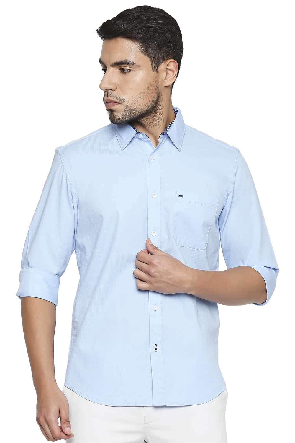 BASICS SLIM FIT DOBBY SHIRT