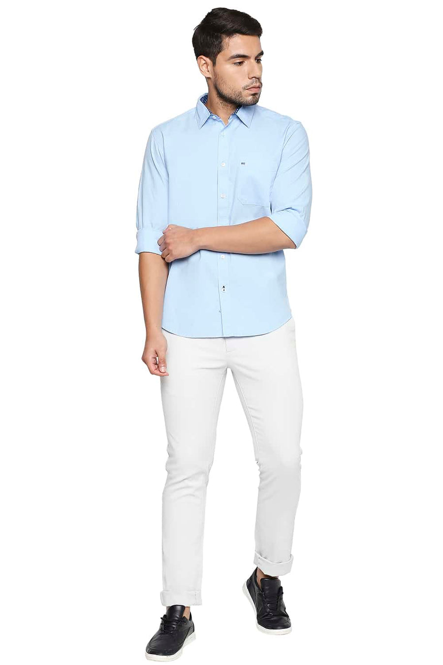 BASICS SLIM FIT AIRY BLUE DOBBY SHIRT