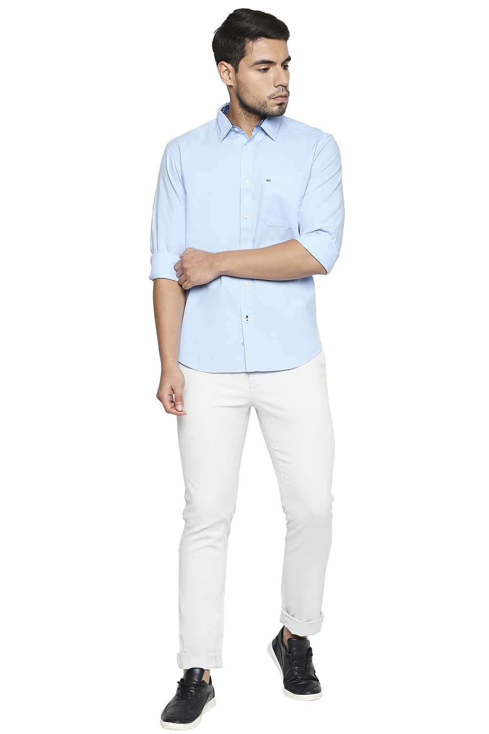 BASICS SLIM FIT DOBBY SHIRT