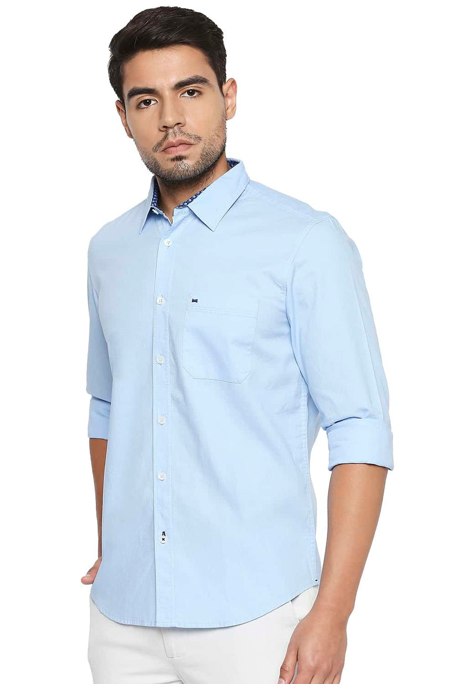BASICS SLIM FIT AIRY BLUE DOBBY SHIRT