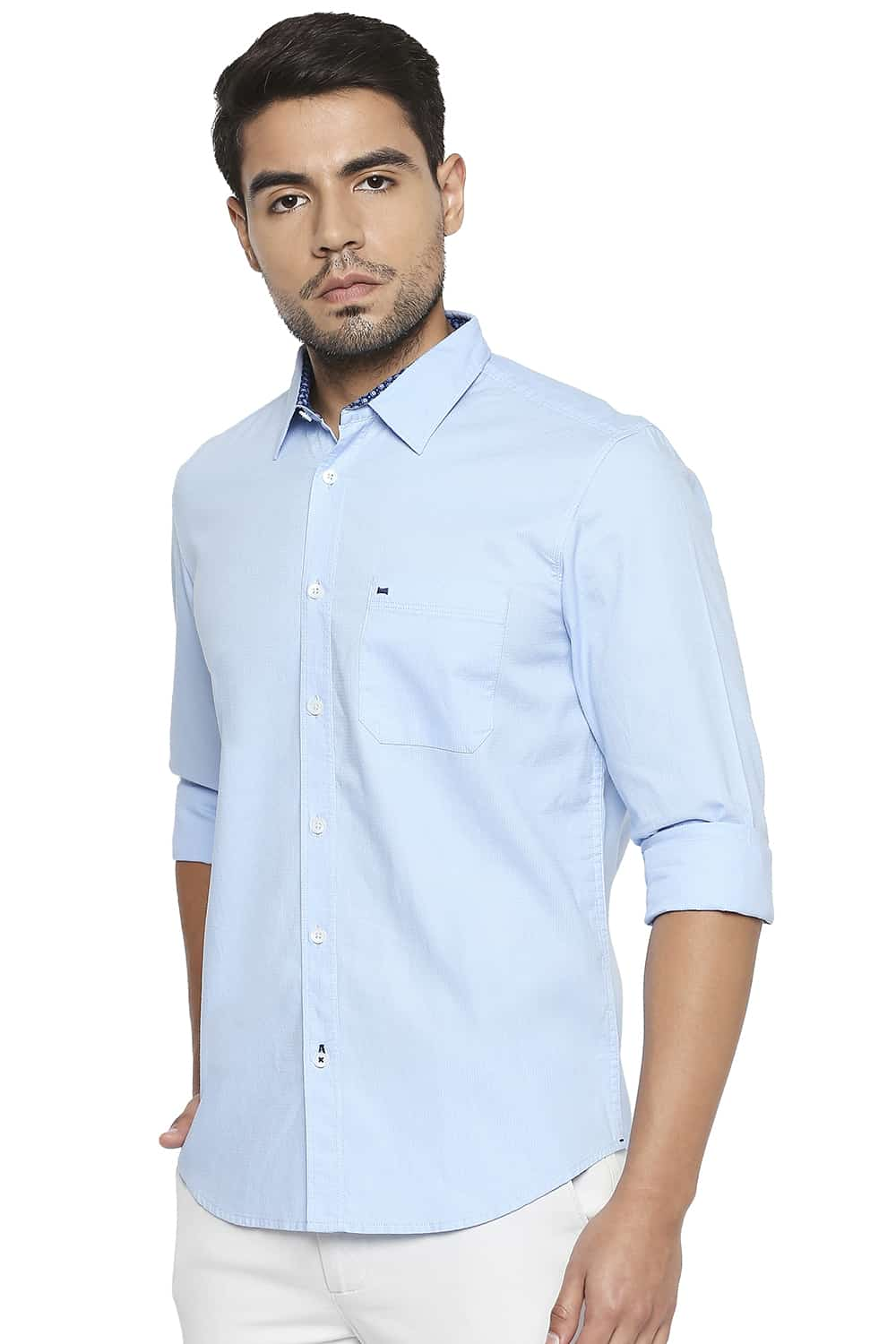 BASICS SLIM FIT DOBBY SHIRT