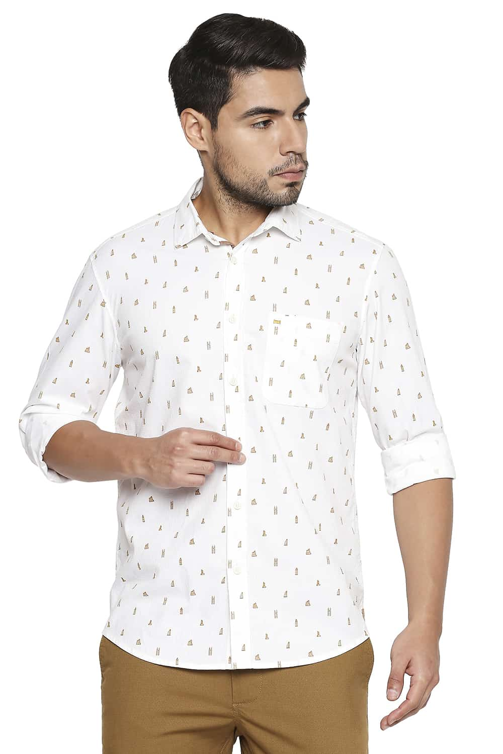 BASICS SLIM FIT PRINTED SHIRT