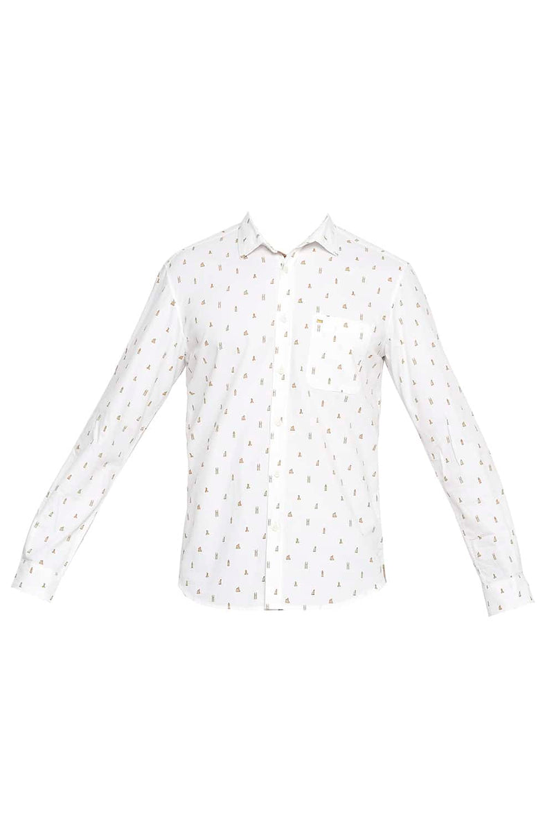 BASICS SLIM FIT PRINTED SHIRT