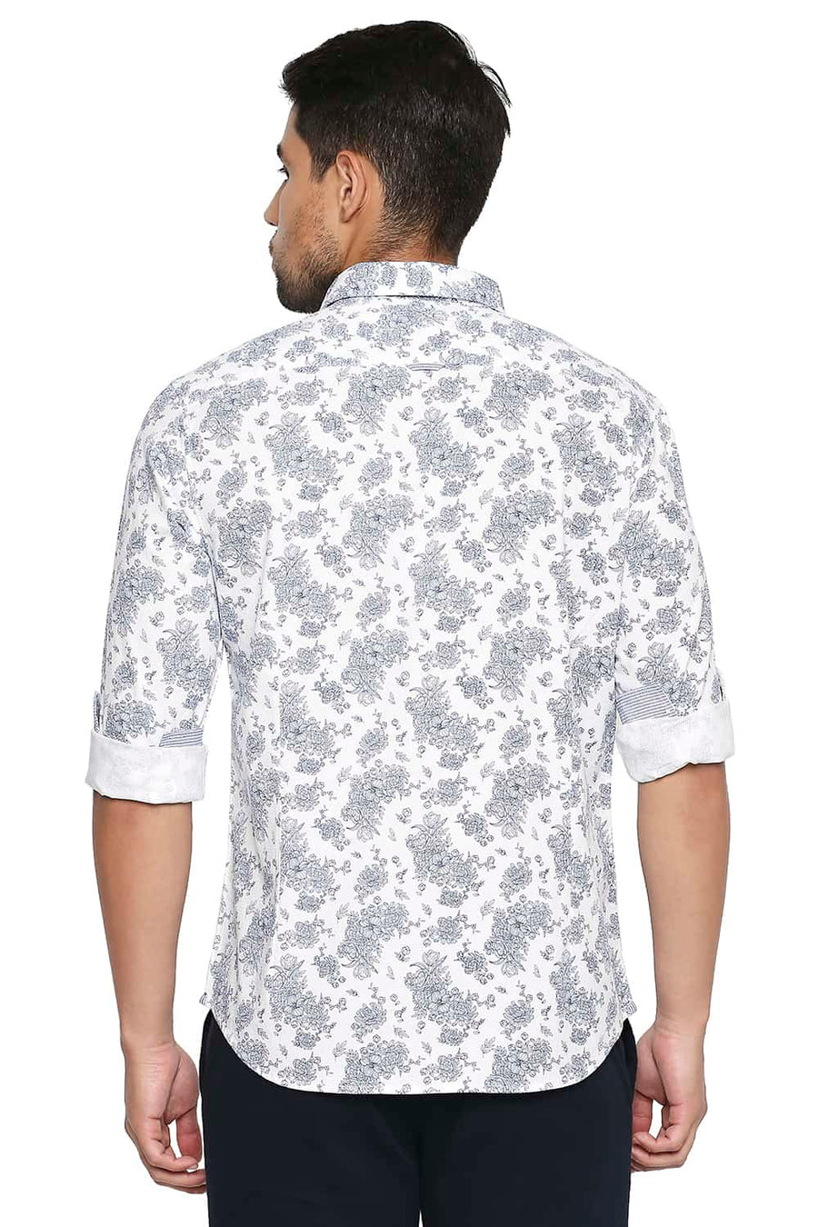 BASICS SLIM FIT MONACO BLUE PRINTED SHIRT