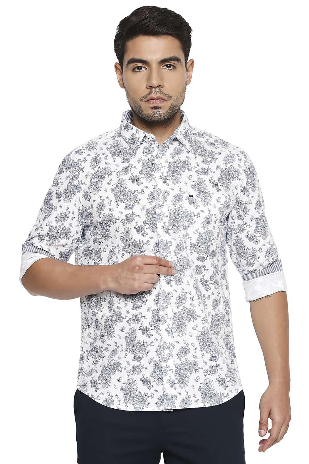 BASICS SLIM FIT PRINTED SHIRT