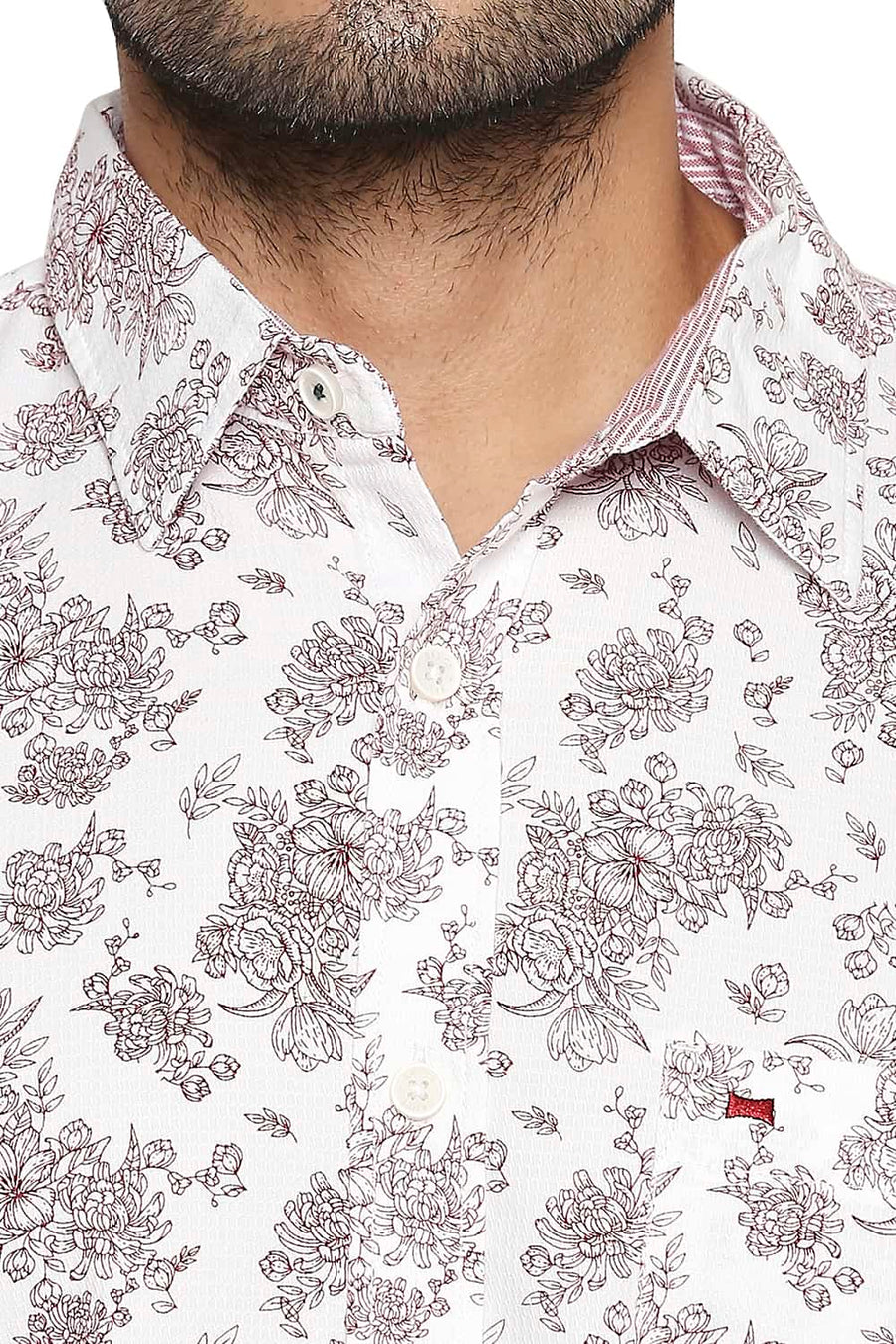 BASICS SLIM FIT JESTER RED PRINTED SHIRT