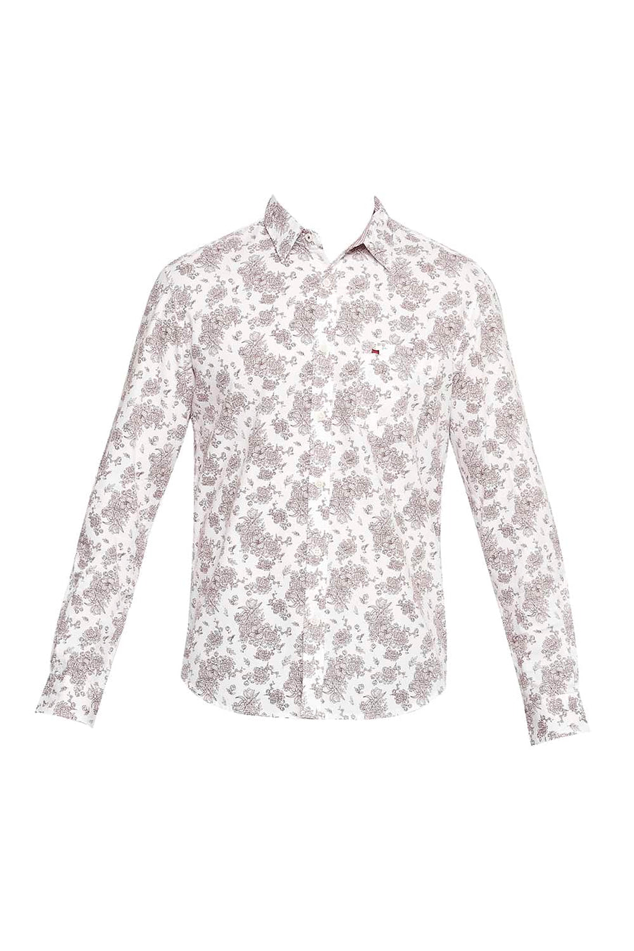BASICS SLIM FIT JESTER RED PRINTED SHIRT